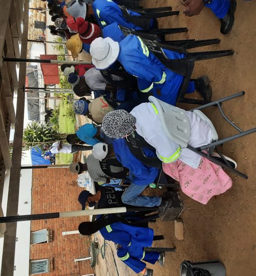 Chiredzi Industry Workers Being addressed by an NEC Cotton staff before the commencement of the wellness program